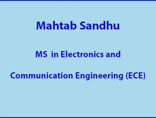 Mahtab Sandhu – Dual Degree  ECE