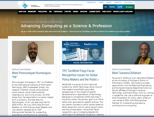 Prof. PK featured in People of ACM