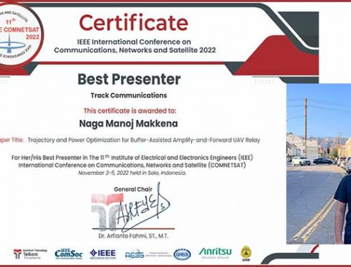 Best paper award at COMNETSAT-2022