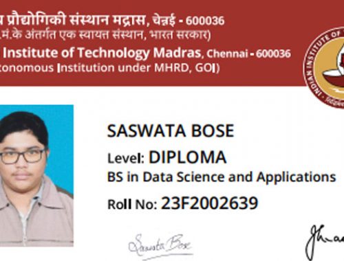 Saswata Bose  parallelly pursues BS at IIT Madras