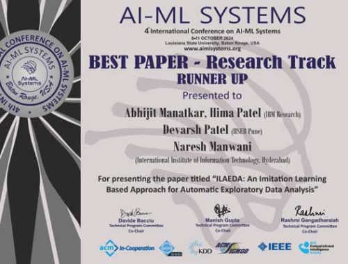 Best Paper Runners-up Award at AIML Systems